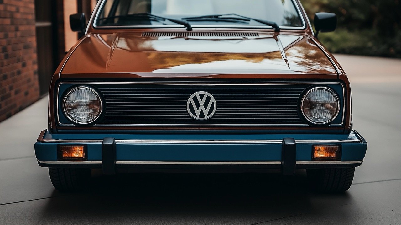 Summer Vibe Close-Up of VW Golf MK1 Front End, Classic Car from Germany, 1979 Model