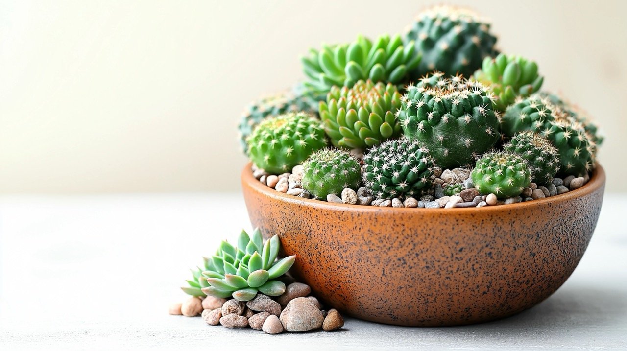 Tiny Cactus in Brown Flower Pot – High-Quality Stock Photo of Succulent Plant Isolated on White Background