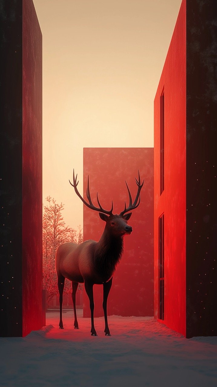 Urban Landscape Featuring Wild Elk, Highlighting the Intersection of Wildlife and Urban Environments