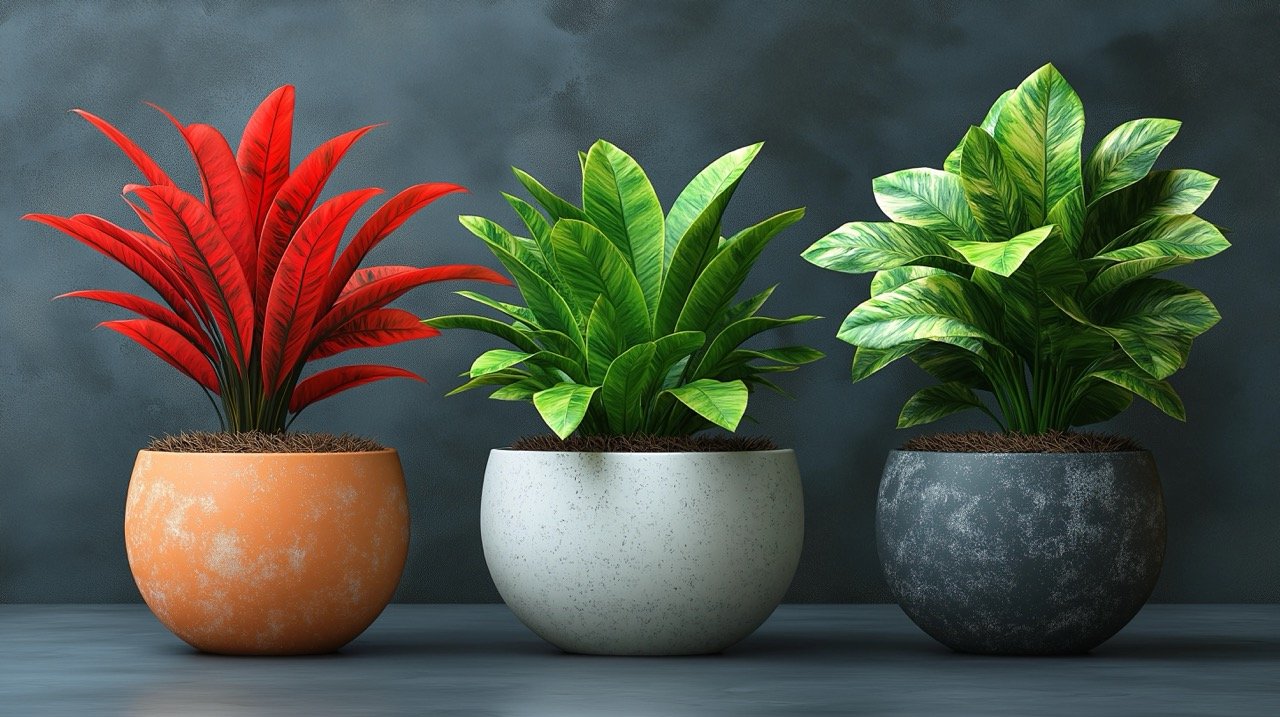 Vector Illustration of Potted Plants in Containers – Perfect for Indoor Decor and Design Projects