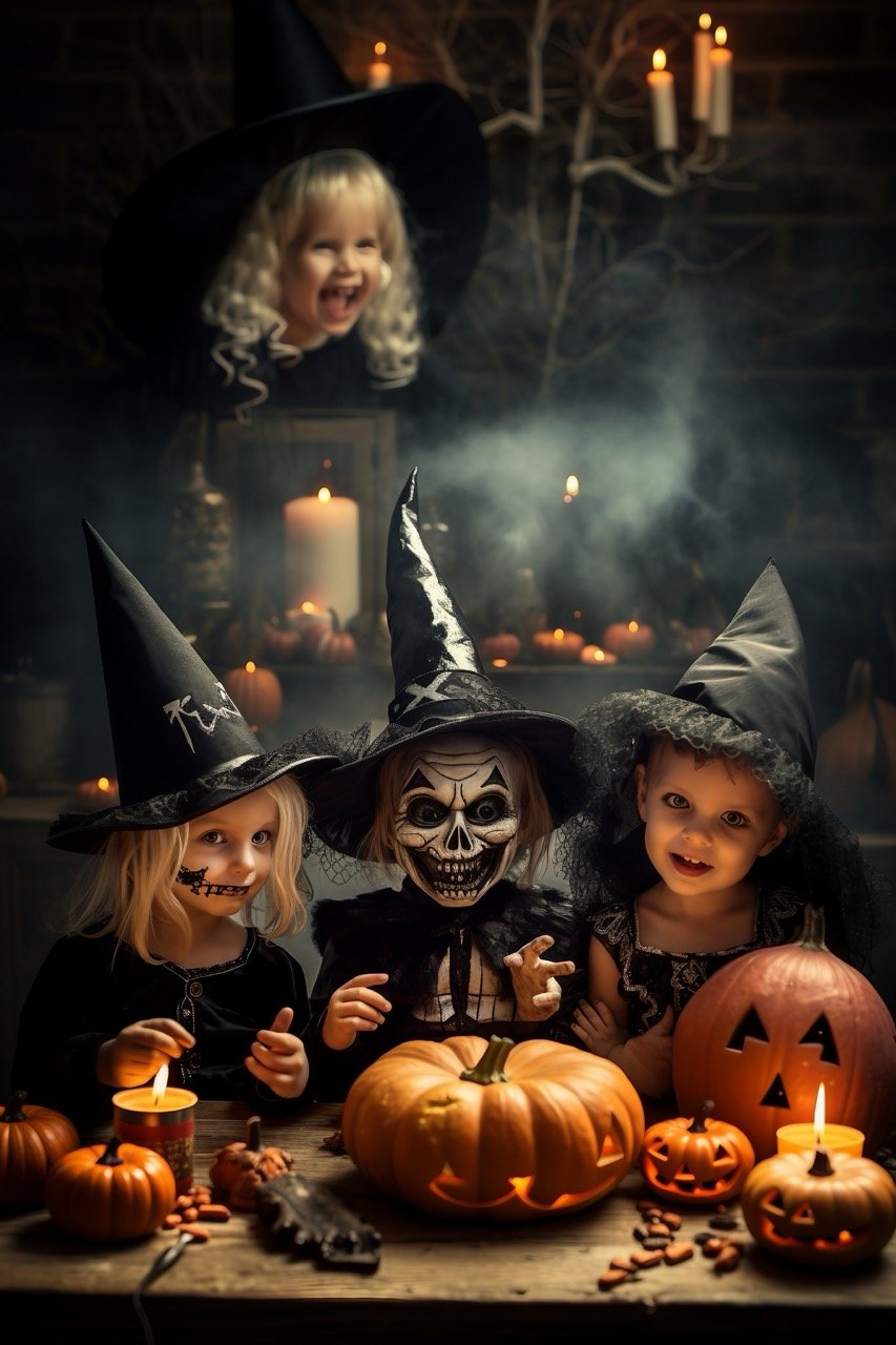 A recently created folder containing stock photos of young children enjoying a Halloween party