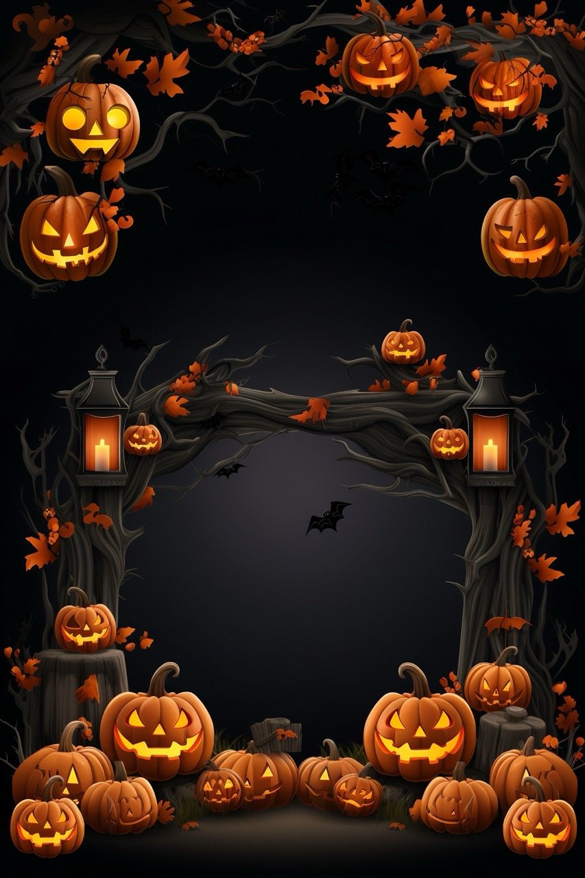 Create Halloween backgrounds with this pumpkin and candy border frame