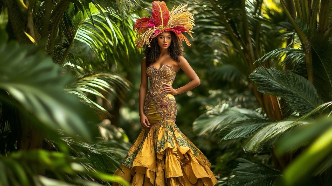 Daytime Portrait of Woman Surrounded by Green Plants – Autumn in Limón Province, Costa Rica Images