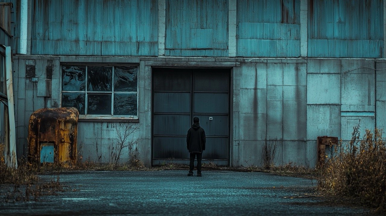 Person Posing Near Concrete Building – Halloween-Inspired Ghost Images and Scary Themes in Aurora, Canada