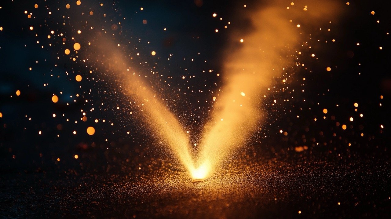 Spectacular Fireworks Display at Night, Featuring Flower Pot Crackers for the Diwali Festival in India