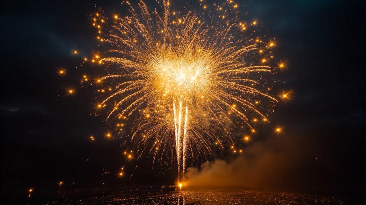 Vibrant Fireworks Display Over Dark Sky, Perfect for Celebrations and Capturing Awe in Stock Photos