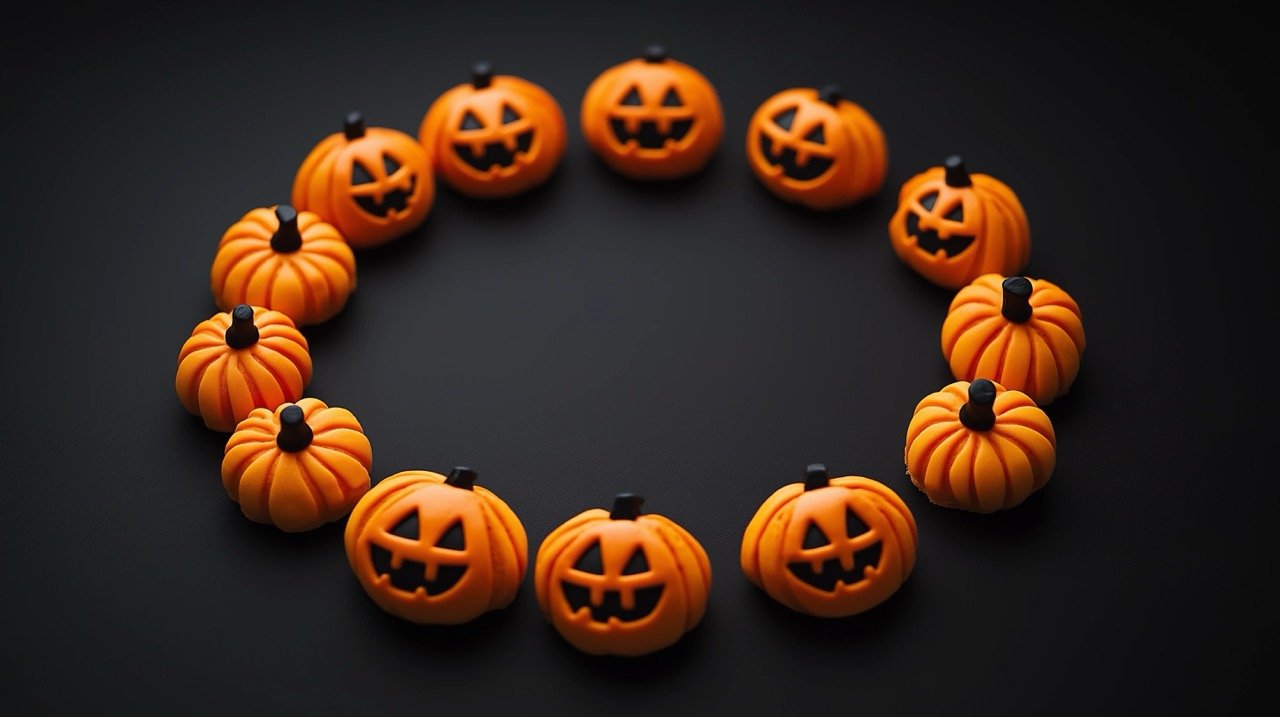 Circular Arrangement of Halloween Cookies – Trick or Treat Biscuit Treats Perfect for Festive Celebrations