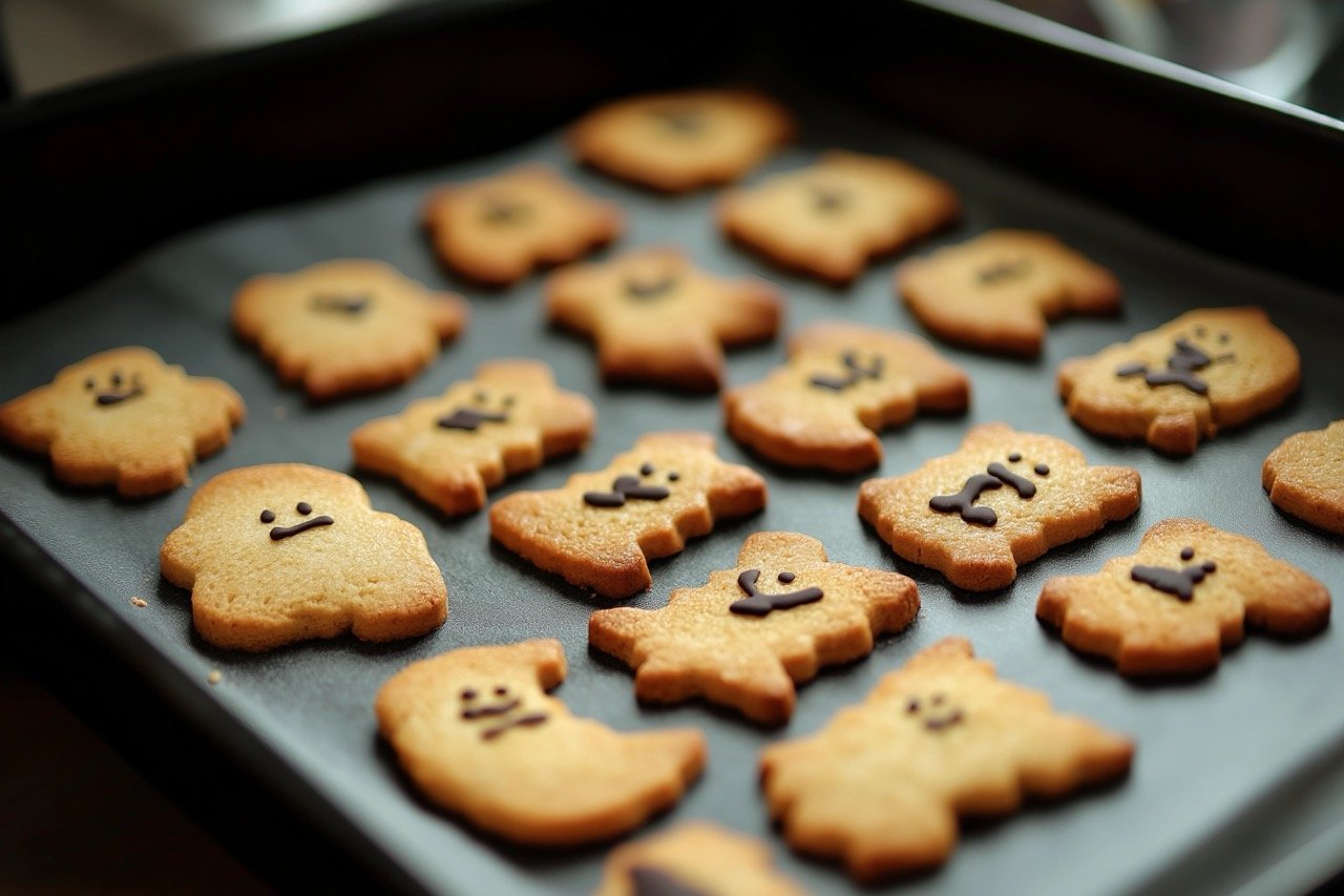 Colorful Assorted Cookies Displayed on Tray – Delightful Halloween and Fall Food Images Collection