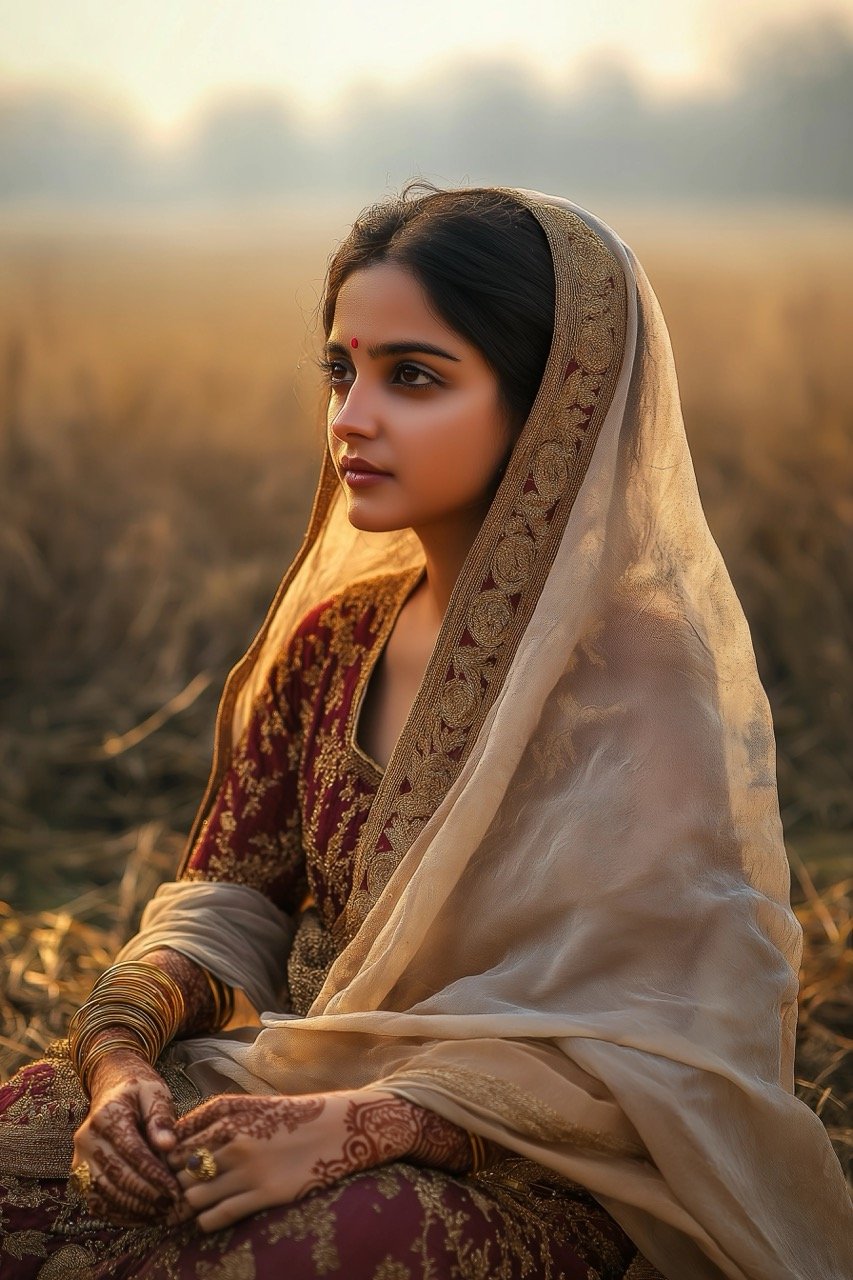 A peaceful scene of Heer sitting on a low stone wall, blending with the tranquility of nature.