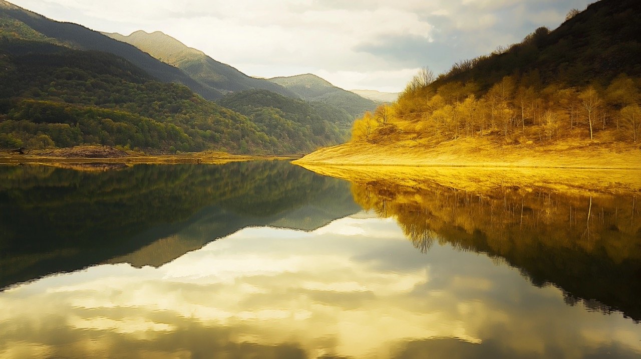 Scenic Reflections on a Lake with Majestic Mountains, Embracing Nature’s Beauty and Tranquil Landscapes