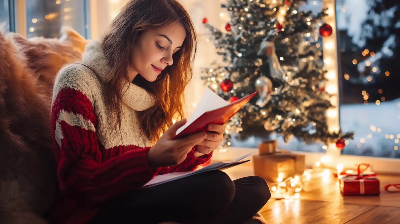 Woman Writing Shopping List, Christmas Letter, or Wish List Stock Photo of Determination and Contemplation