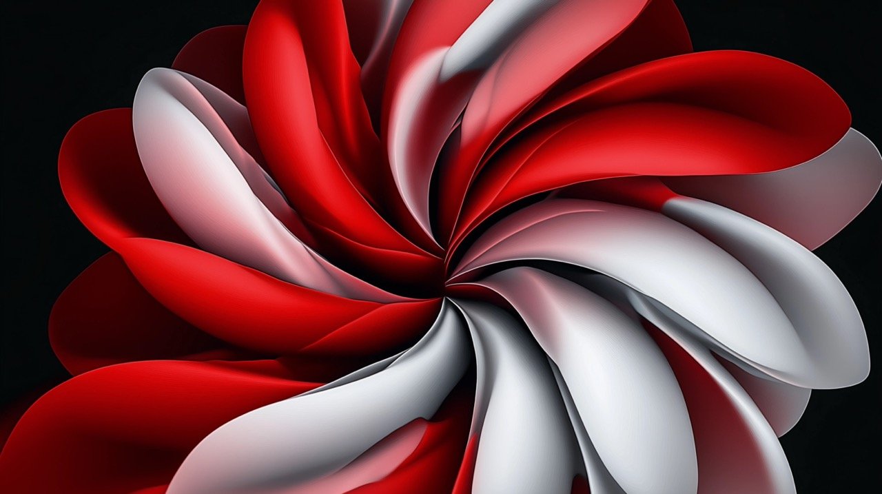 3D Computer-Generated Red and White Flower Perfect for Premium Digital Design and Creative Projects