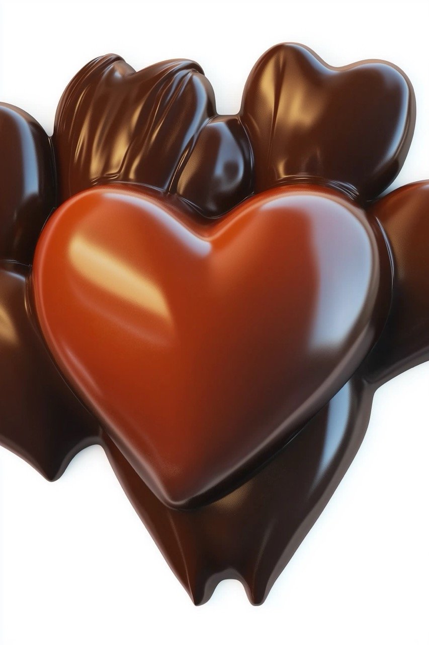 3D rendering of a melting chocolate heart, perfect for Valentine’s Day and sweet holiday celebrations.