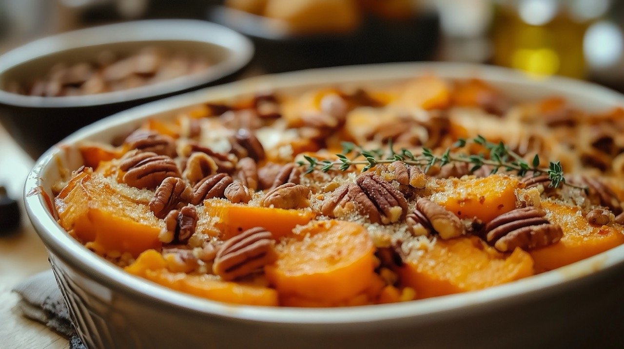 A Festive Thanksgiving Table with an Abundance of Holiday Dishes and Warm Seasonal Decor