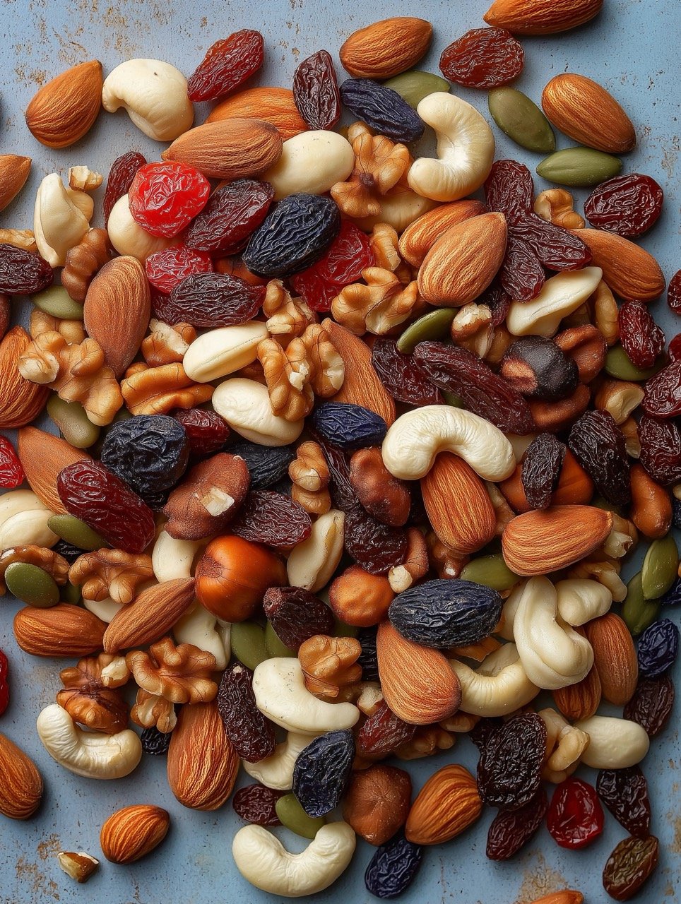 Assorted Trail Mix with Nuts, Seeds, Dried Fruit, and Healthy Snack Ingredients for Energy Boost