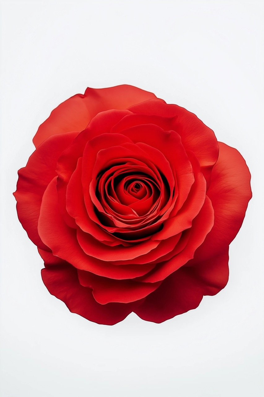 Beautiful Red Rose Flower Head Isolated on White Background Perfect Stock Image for Floral and Nature Photography