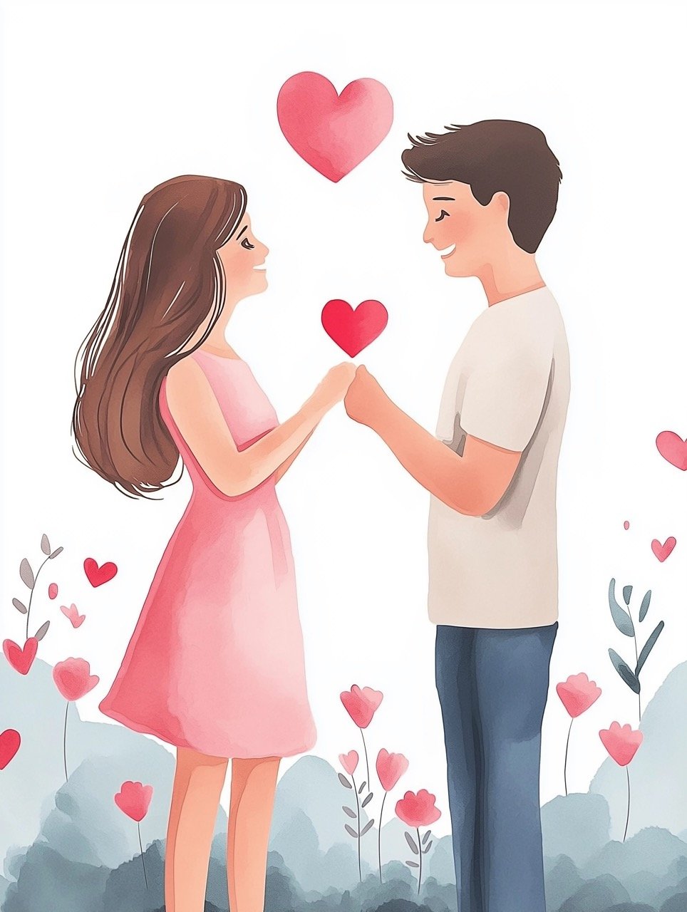 Beautiful Watercolor Illustration of Propose Day Premium Stock Visual for Romantic Marketing and Celebrations