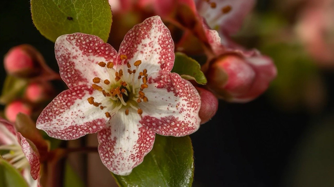 Beautiful close-up of Himalayan pear flowers blooming, showcasing nature’s beauty and biodiversity in Asia.