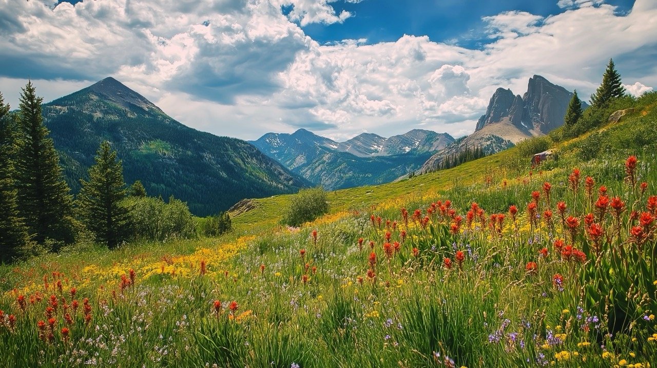 Beautiful wildflowers in Colorado, capturing the essence of springtime landscapes and scenic mountain views.