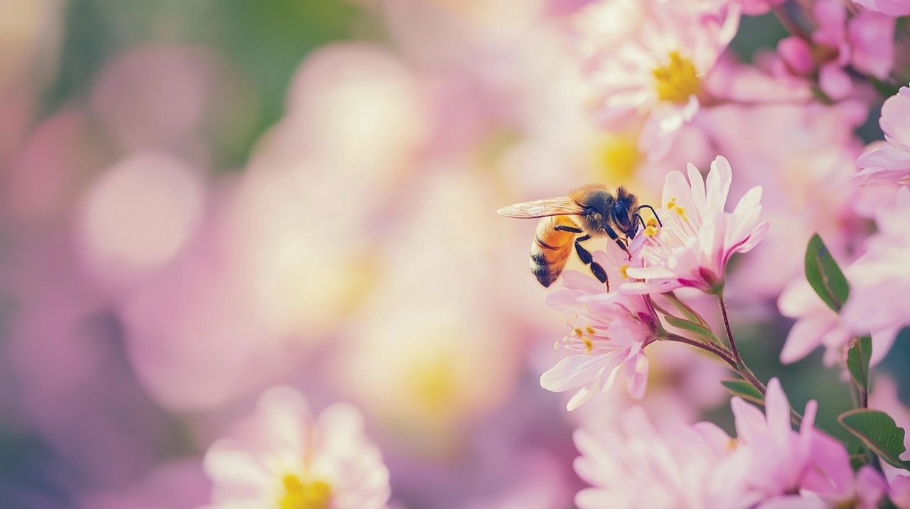 Bee on a Flower – Pollination and Pollen Gathering Captured in Stunning Springtime Wildlife Photography.