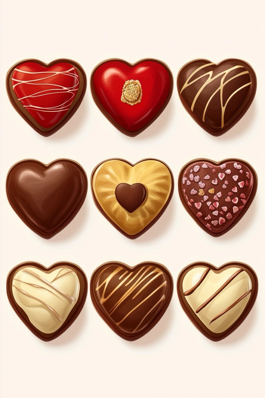 Box of heart-shaped chocolates for Valentine’s Day holiday, a sweet treat for romantic occasions.