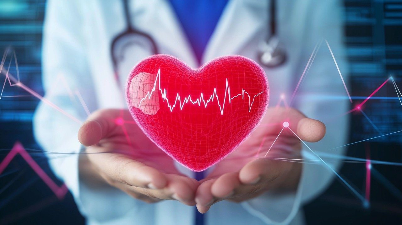 Cardiological healthcare concept illustrating heart anatomy and its role in medical sciences and healthcare