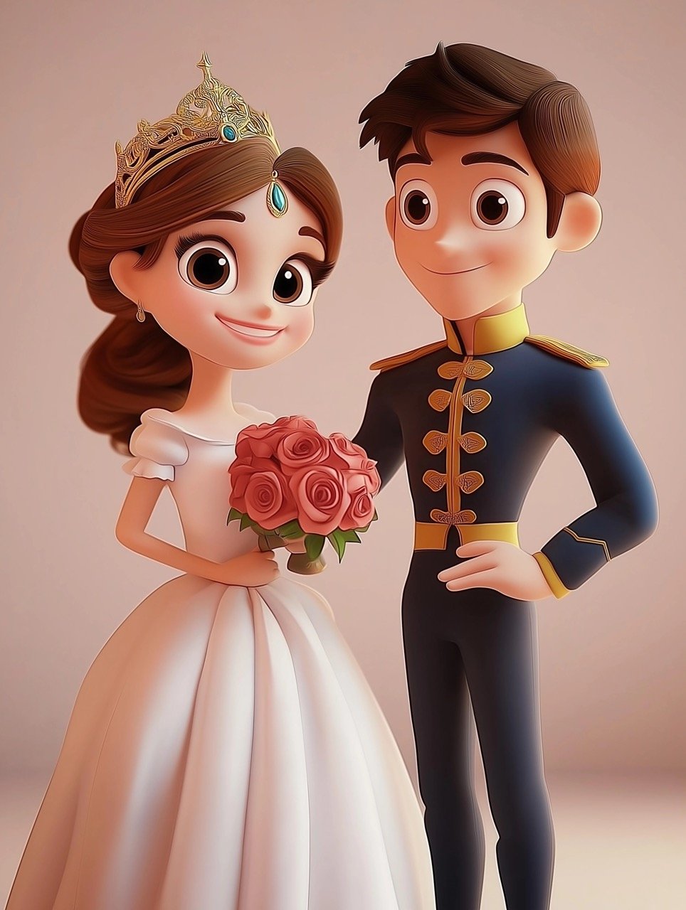 Charming 3D Princess and Prince Cartoon Artwork Perfect Fairytale Stock Visual for Marketing and Creative Campaigns