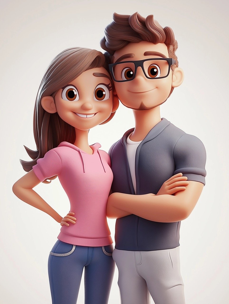 Charming 3D Rendering of Cartoon Young Couple Perfect Stock Visual for Love, Romance Marketin