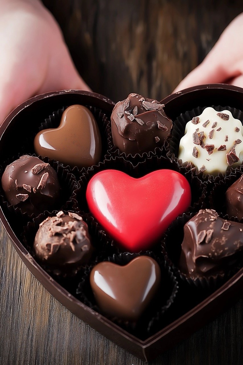 Chocolate heart symbolizing love, perfect for sharing on Valentine’s Day holiday, representing love and affection.