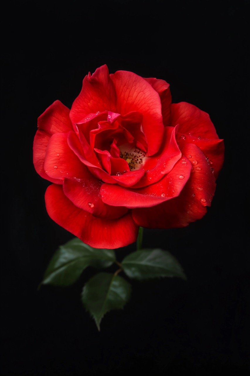 Close-up Macro of Red Rose Stock Photo Capturing the Beauty of Nature with Vibrant Floral Detail