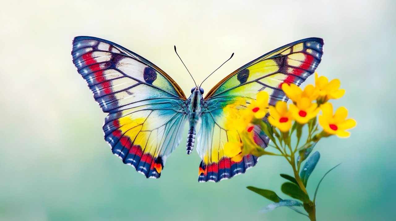 Close-up of a Common Jezebel butterfly on a vibrant flower, highlighting spring’s natural colors.