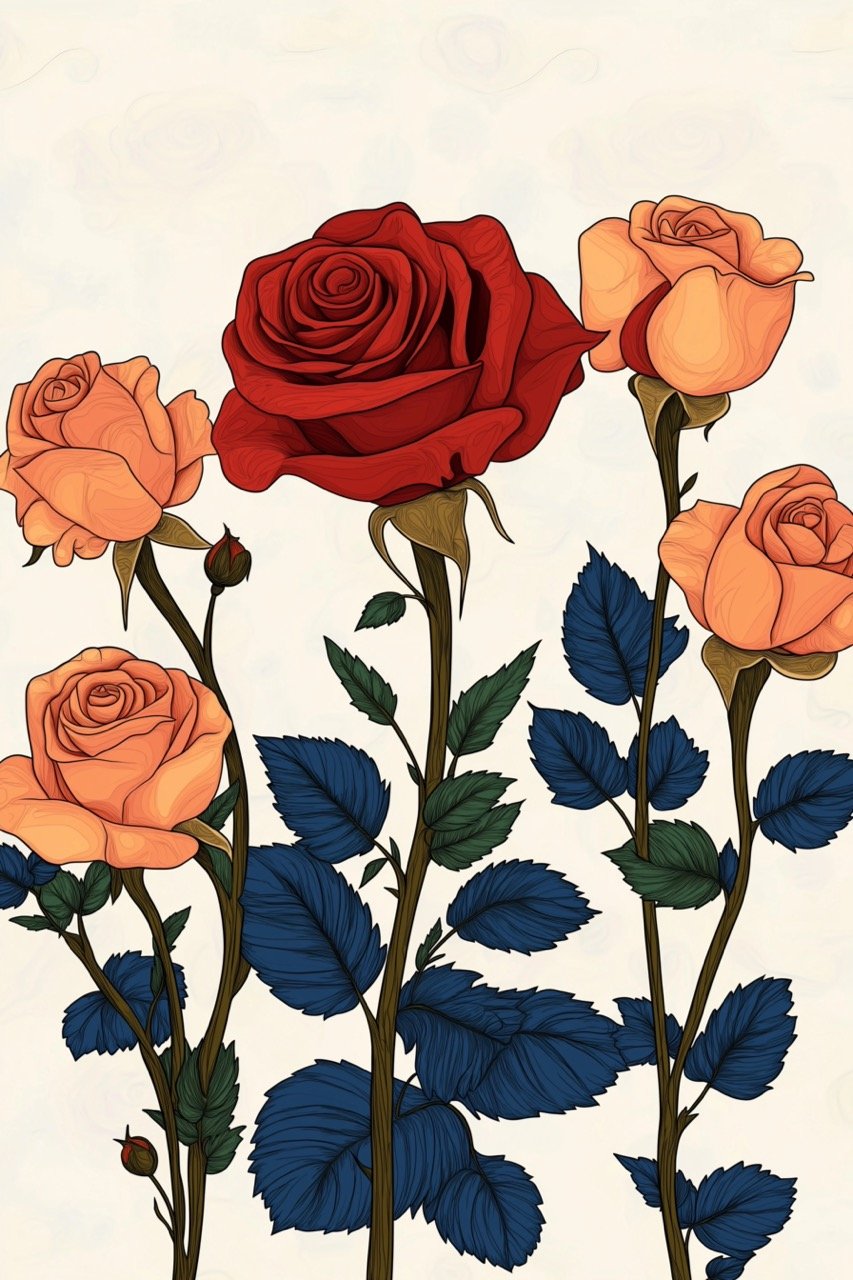 Detailed Red Roses Stock Illustration Rose Bud and Flower Vector Art for Floral Design