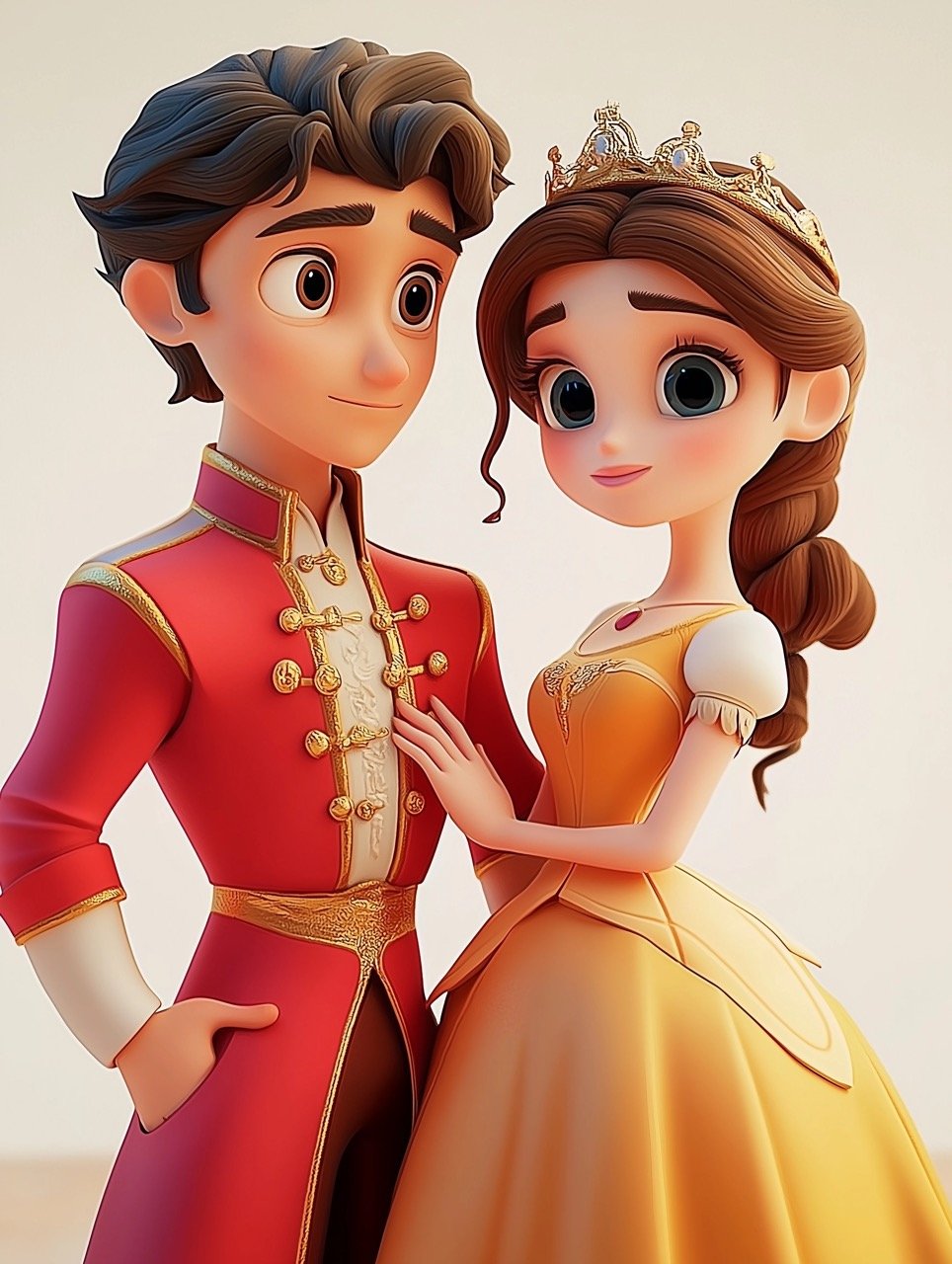 Enchanting 3D Princess and Prince Cartoon Artwork Stunning Fairytale Visuals for Ads, Events, and Design Projects