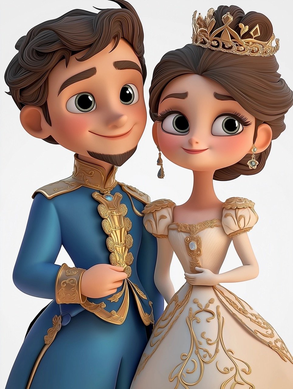 Enchanting 3D Princess and Prince Cartoon Illustration Ideal Stock Image for Creative Fairytale and Romantic Designs