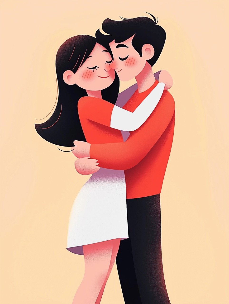 Generative AI Romantic Cartoon Hugging Couple Premium Stock Image for Heartfelt and Love-Filled Design Projects