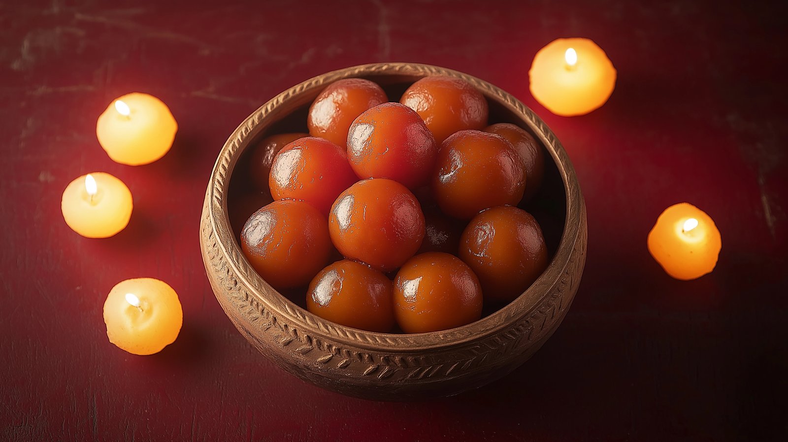 Gulab Jamun Sweet Mithai on Plate – Indian Dessert, Milk-Based Treat, Diwali Festive Food