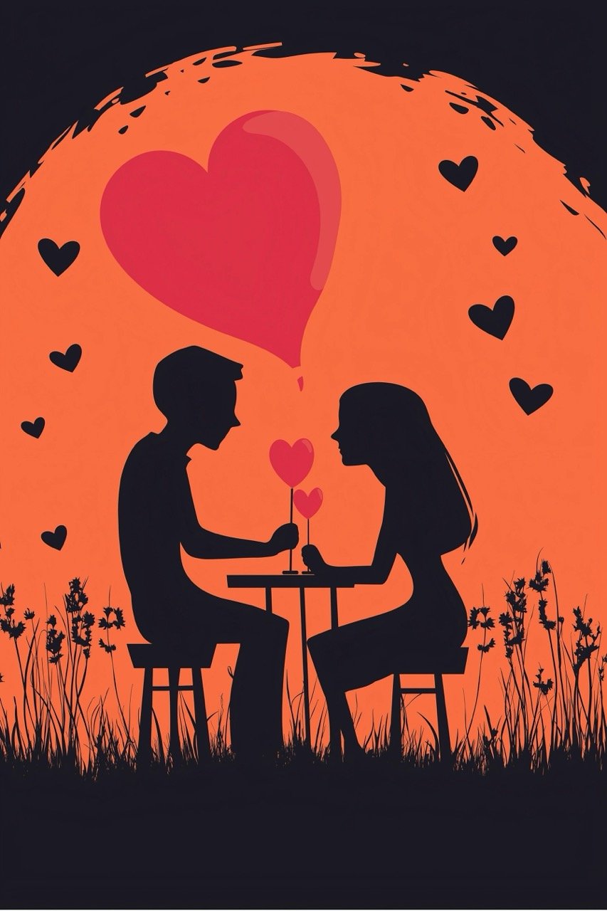 Happy Valentine’s Day silhouette illustration with vector design and romantic theme for celebration.