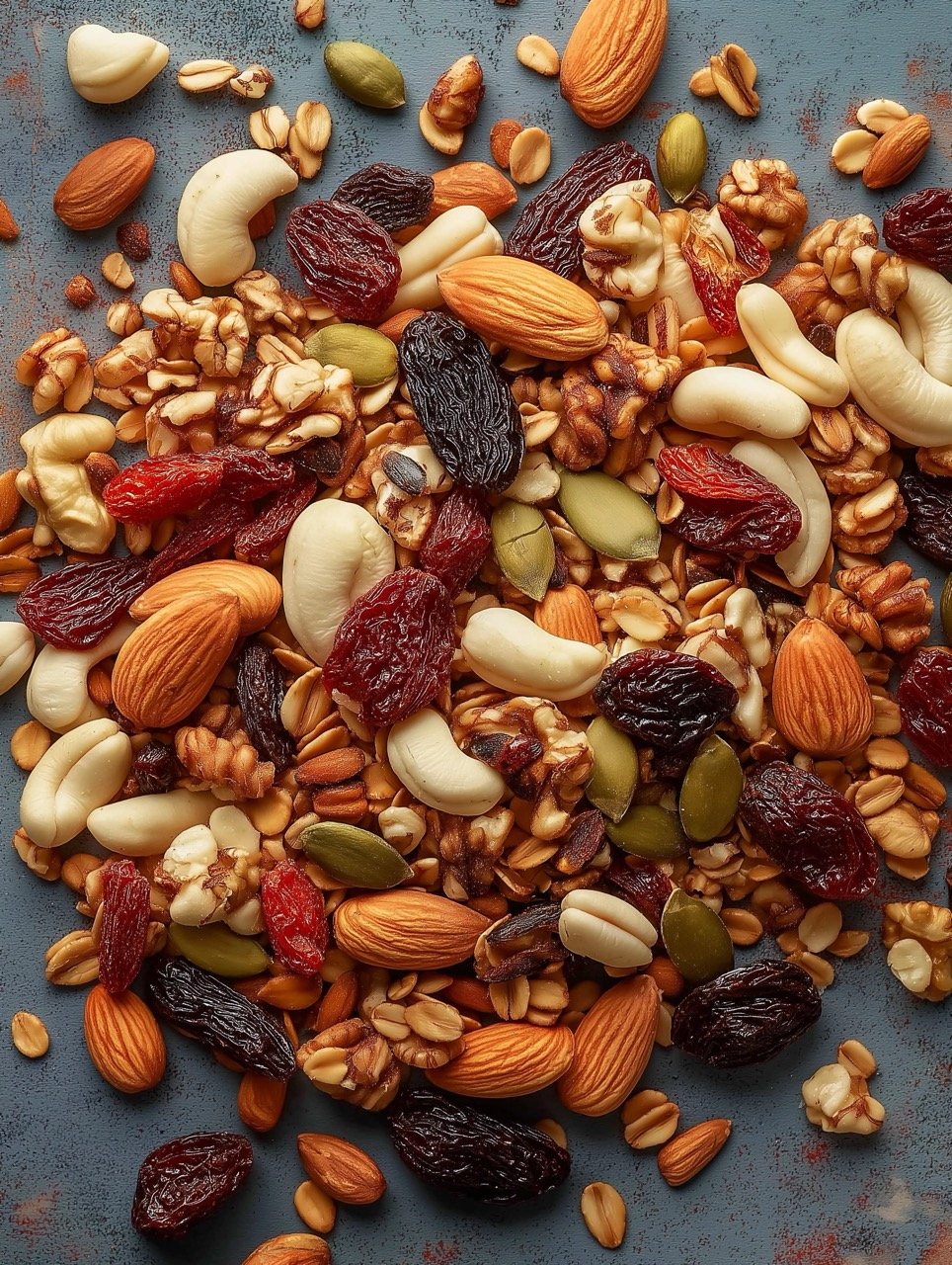 Healthy Trail Mix Nuts with Dried Fruit, Seeds, and Various Nut Varieties for Snacking