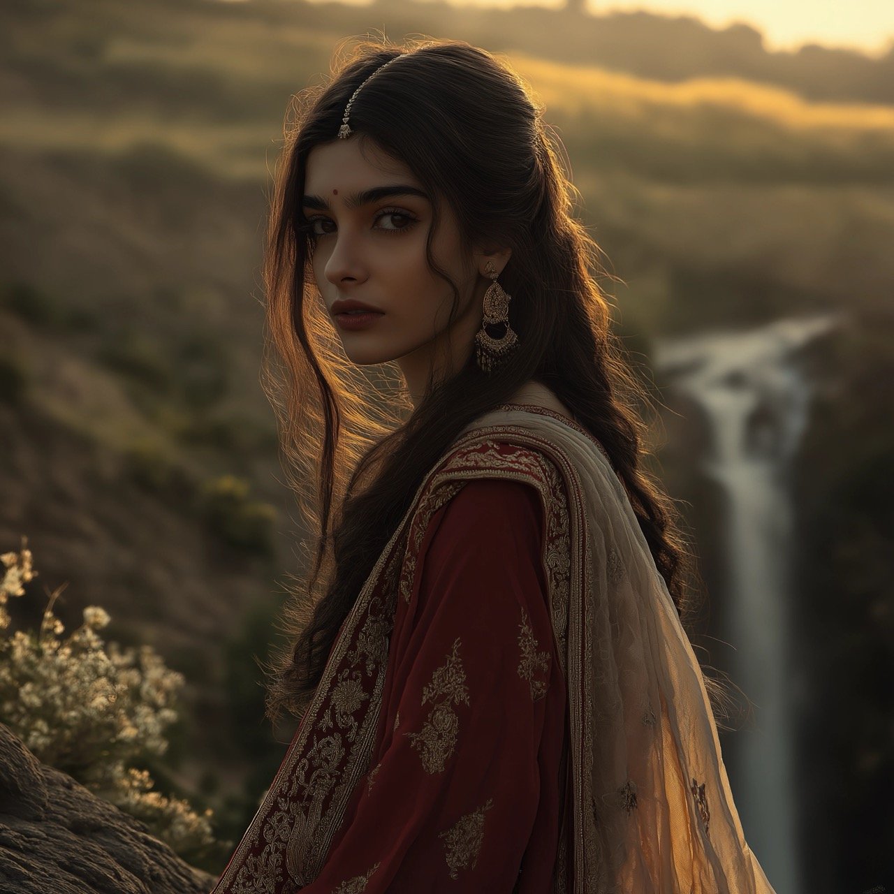 Heer strolling along a narrow village path, surrounded by old houses and rural scenery.