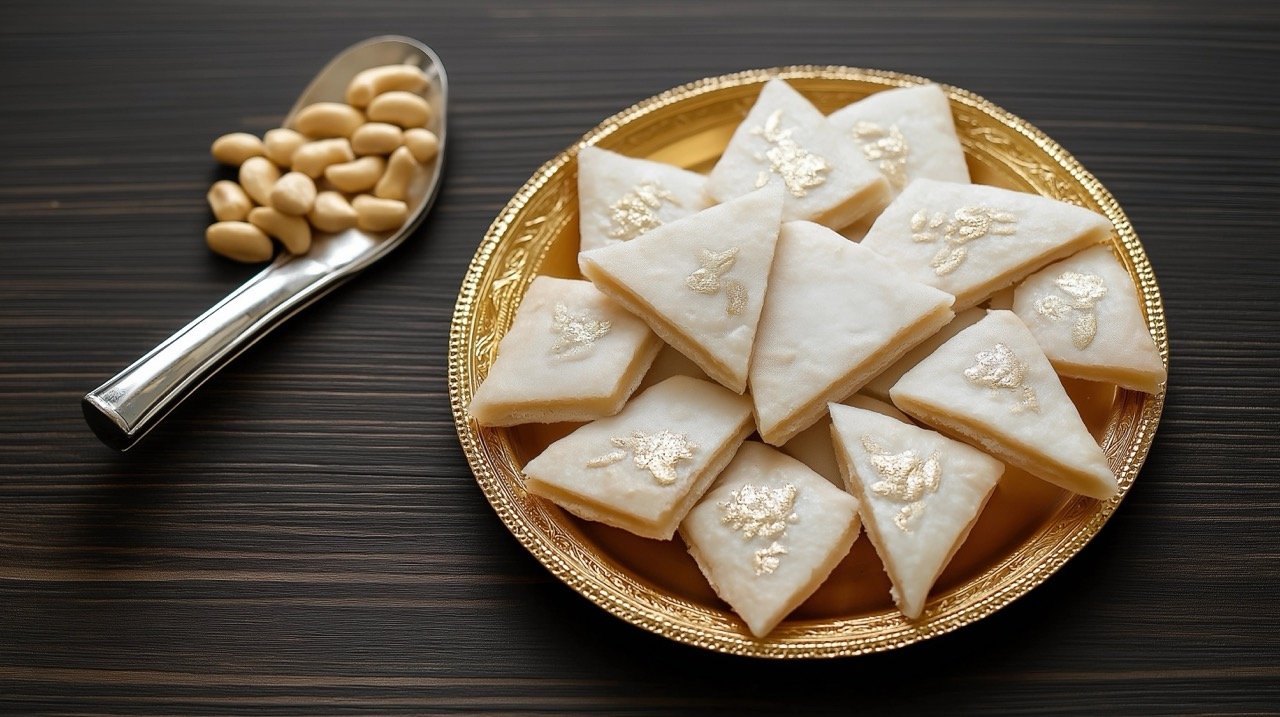 Indian Cashew Katli Sweet Mithai – Traditional Candy, Cashew Sweets, Cultural Food, Sweet Treats