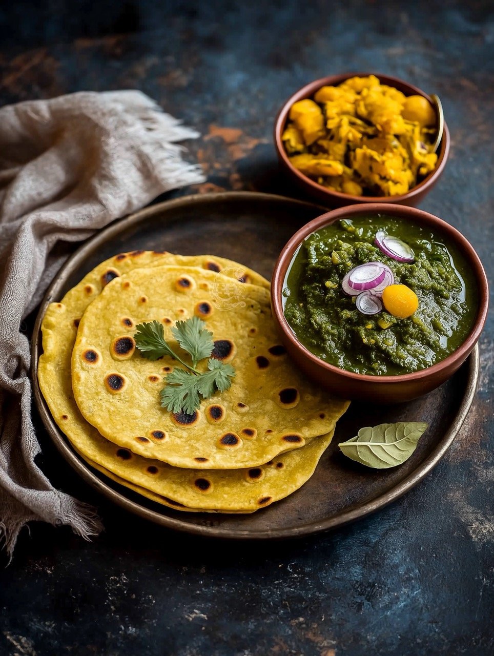 Makki di Roti and Sarson ka Saag Punjabi Winter Delight Made with Cornbread and Mustard Leaves