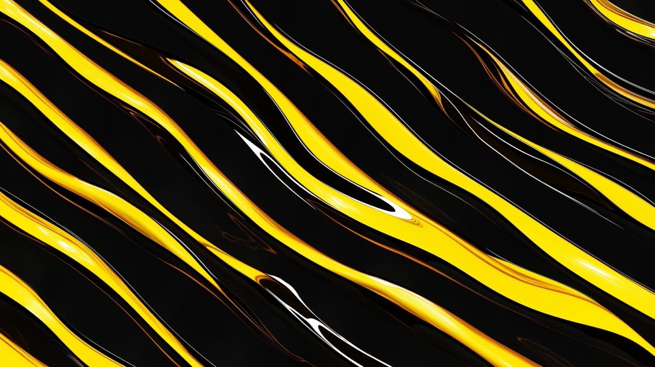 Modern Black and Yellow Background with Wavy Lines Perfect for Digital Art and Graphic Design