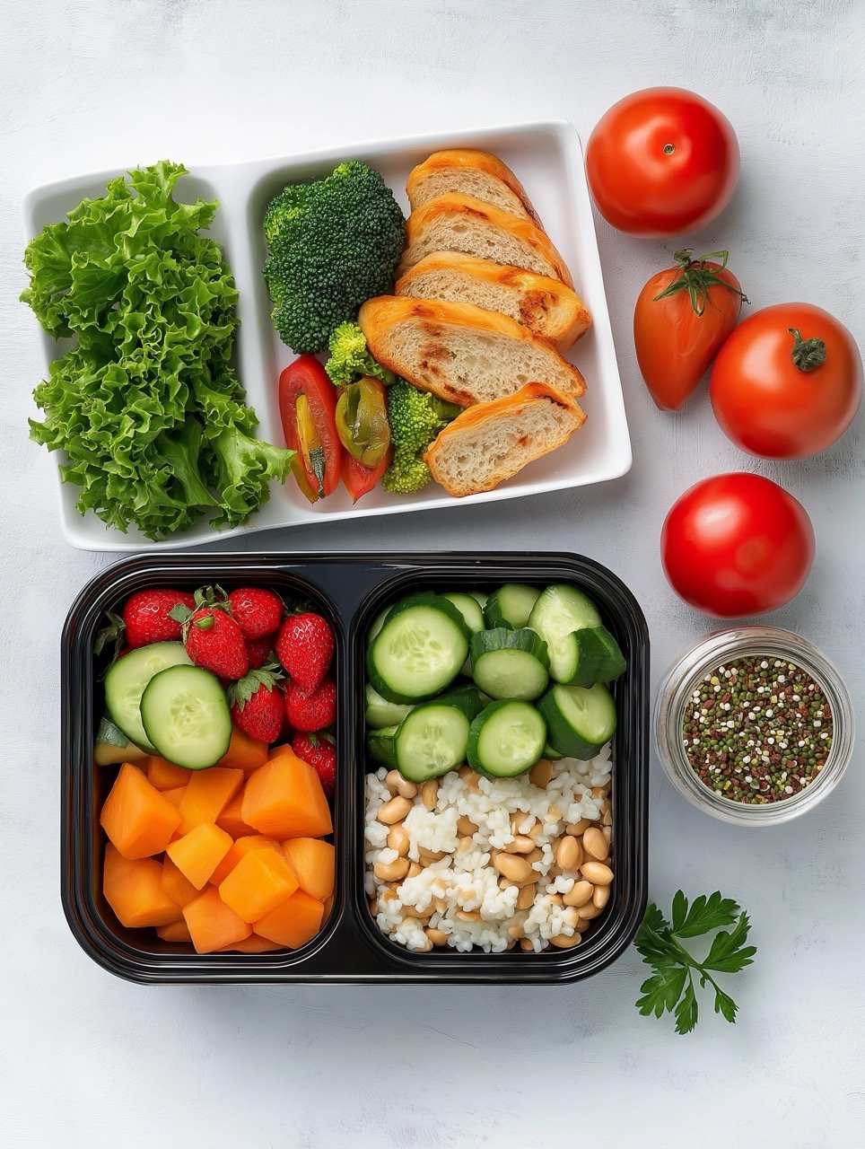 Nutritious and Well-Balanced Lunch for Two, Healthy Lifestyle and Meal Concept for Better Eating