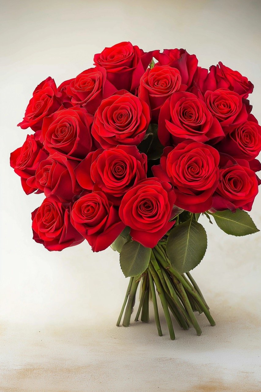 Romantic Bouquet of Red Roses Stock Photo Perfect for Valentine’s Day and Special Holiday Themes