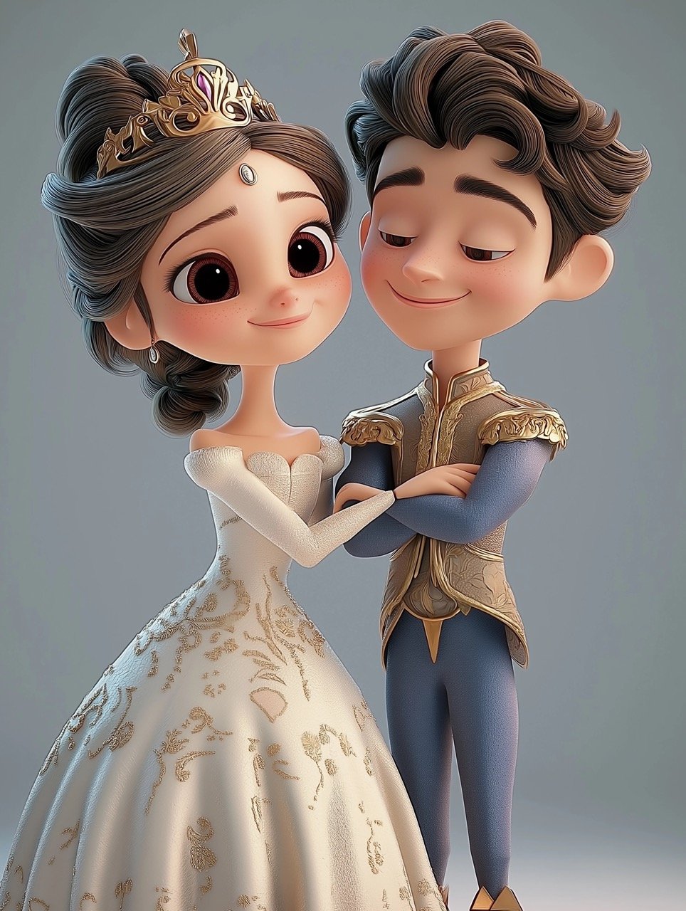 Royal 3D Cartoon Art of Princess and Prince Stunning Visuals for Fairytales, Ads, and Design Projects