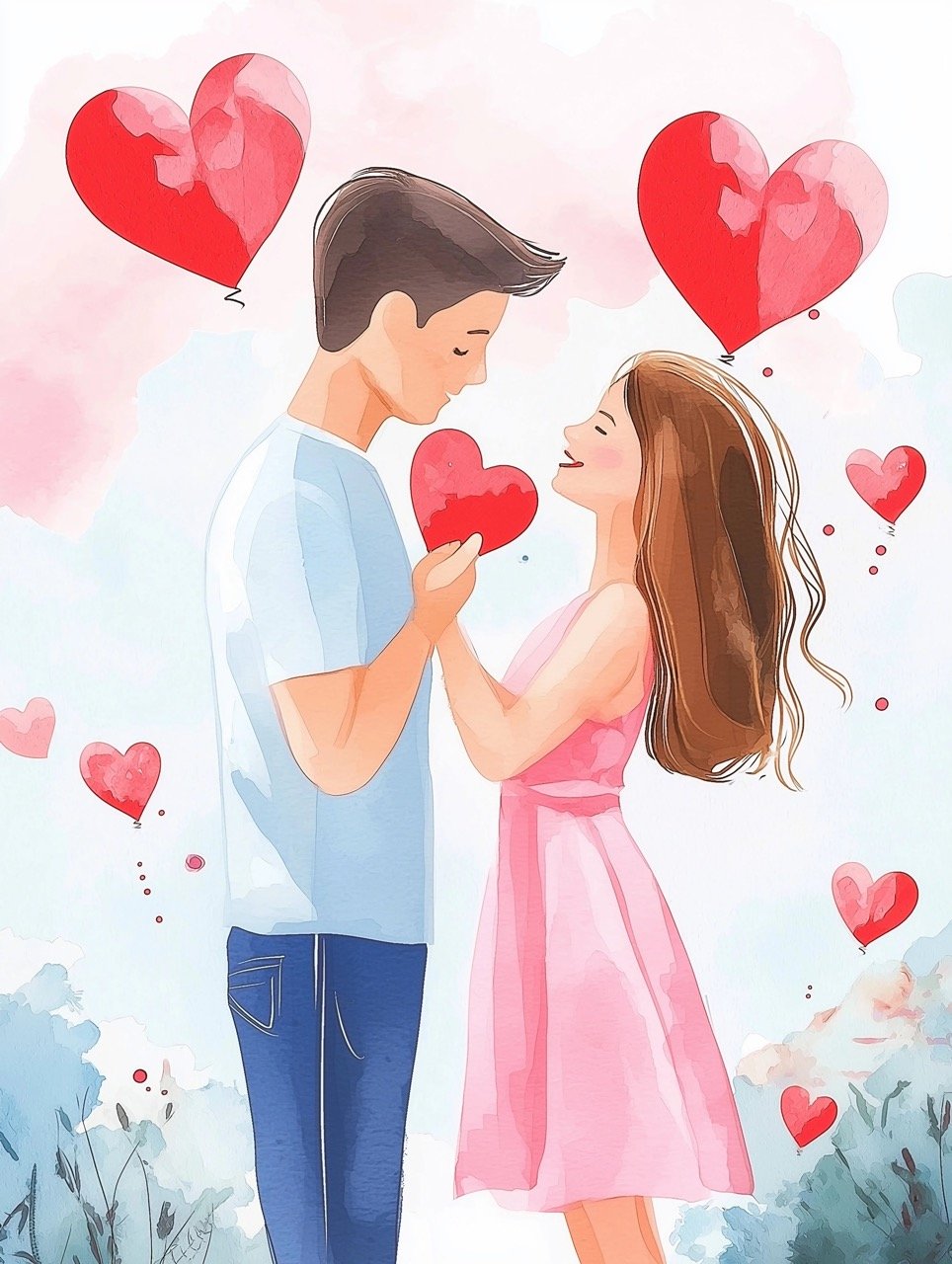 Stunning Watercolor Propose Day Art Ideal Stock Image for Love, Romance, and Holiday Campaigns