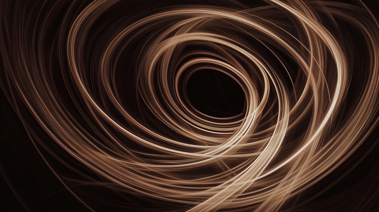 Swirl of Brown and White Lines on Black Background Stunning 3D Art for Digital Designs