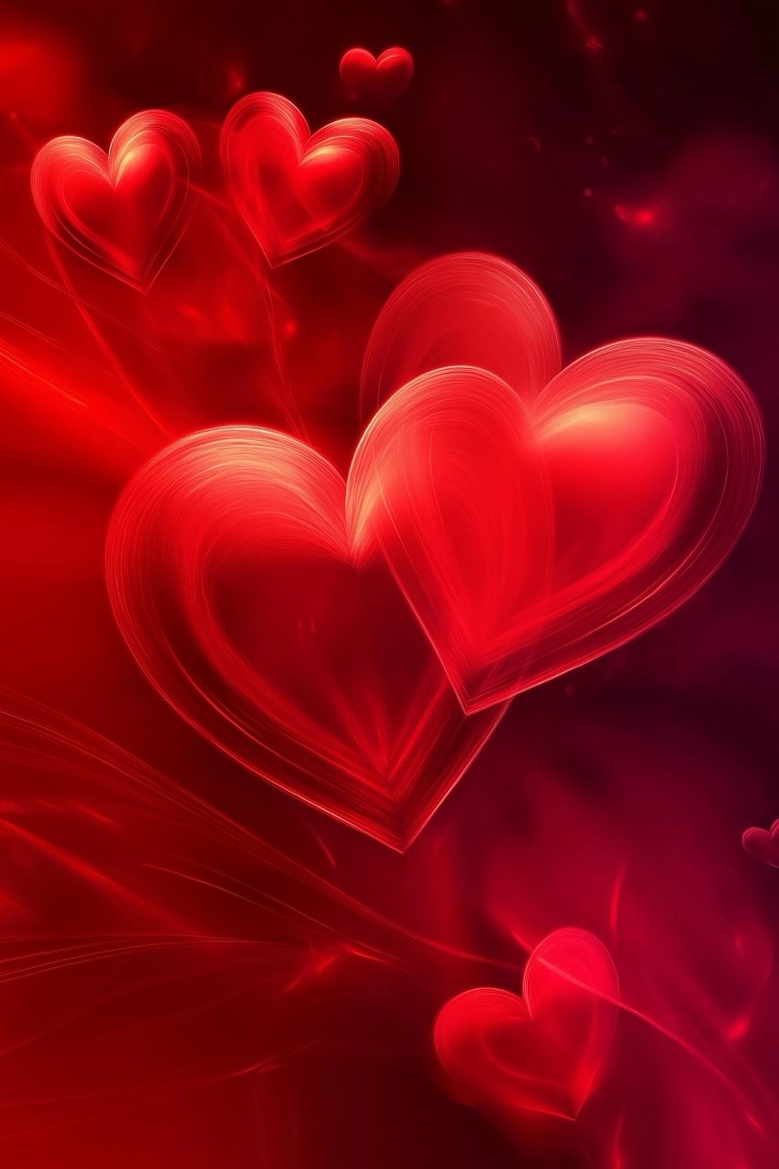 Valentine hearts red abstract wallpaper background, perfect for romantic celebrations and Valentine’s Day theme.