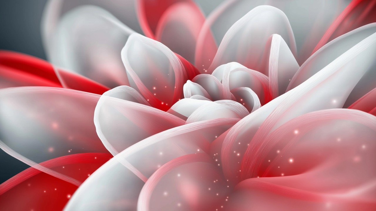 Vivid Red and White Flower Stunning Computer-Generated 3D Image for Creative Digital Artworks