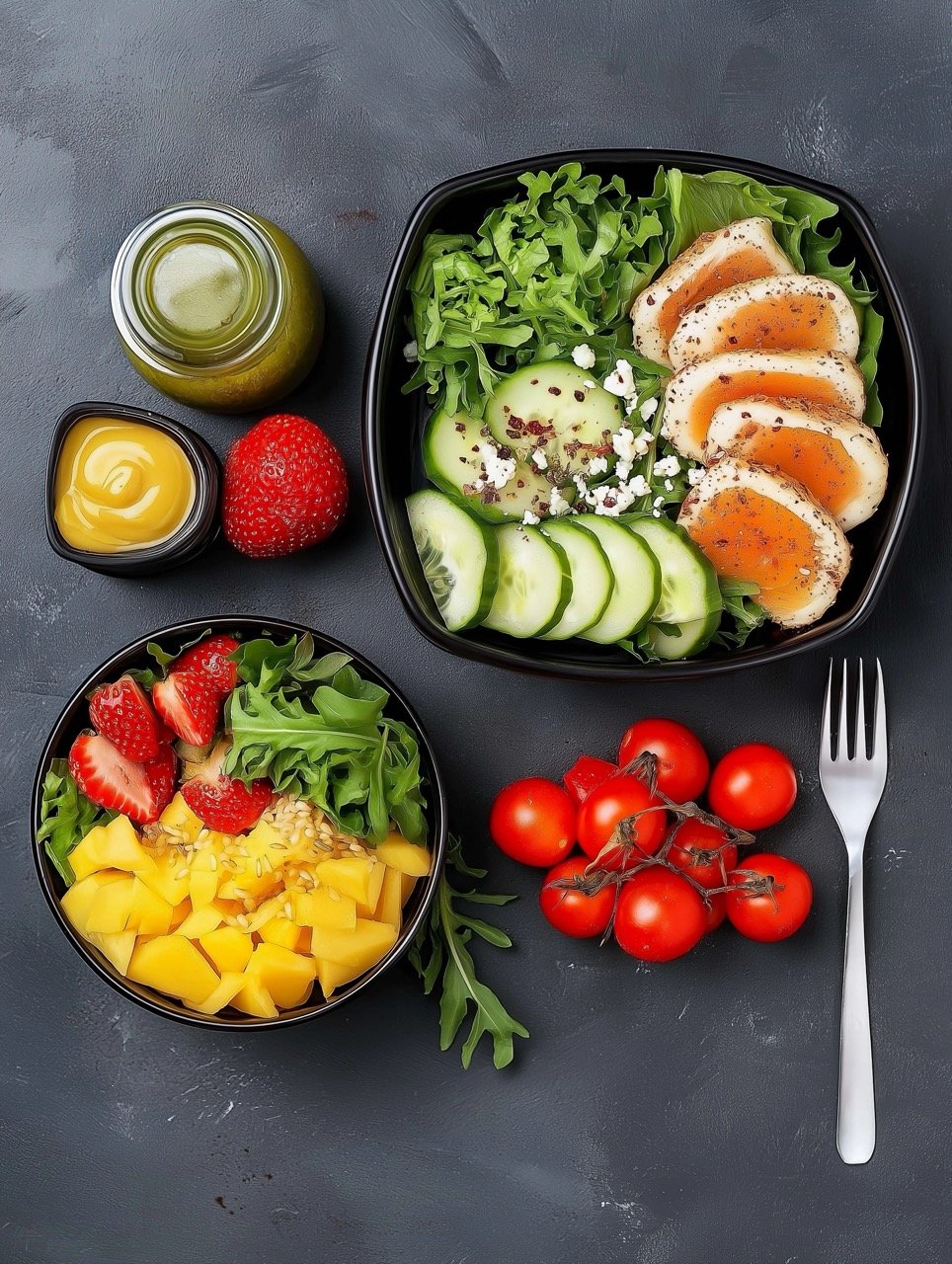 Well-Balanced Lunch for Two, Healthy Eating Concept with Fresh Meal and Nutritious Ingredients